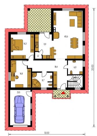 Image miroir | Plan de sol du rez-de-chaussée - BUNGALOW 9